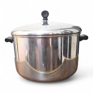 Vintage Farberware 8 Qt Stock Pot w/ Lid - Aluminum Clad Stainless Steel - USA